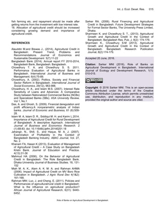 Role of Banks on Agricultural Development in Bangladesh | PDF