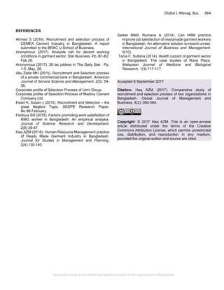 Comparative study of recruitment and selection process of two ...