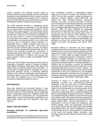 Review on Role and Challenges of Agricultural Extension Service on Farm ...
