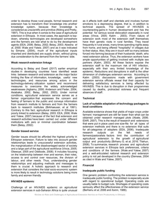 Review on Role and Challenges of Agricultural Extension Service on Farm ...