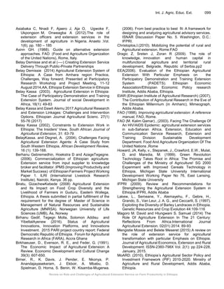 Review on Role and Challenges of Agricultural Extension Service on Farm ...