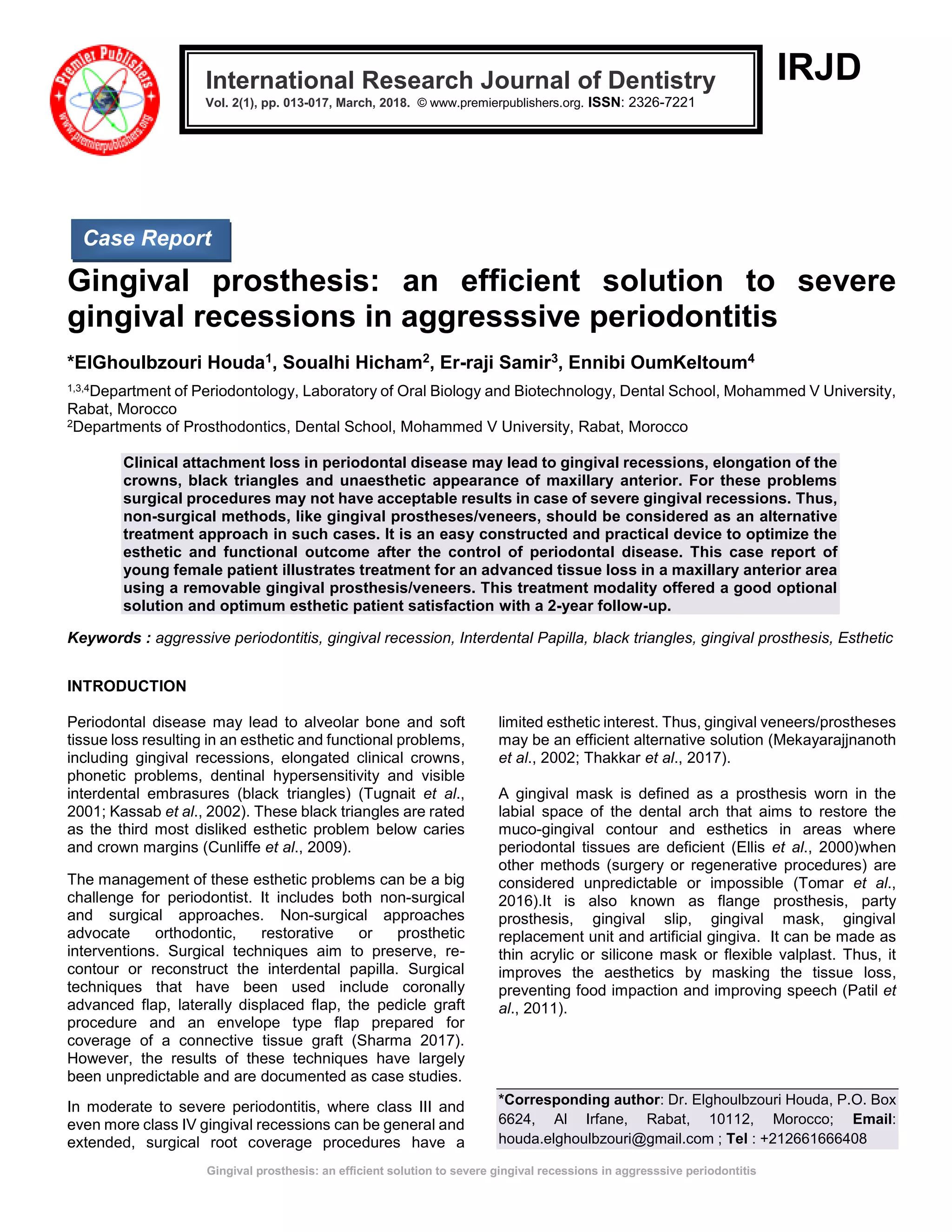 Gingival prosthesis: an efficient solution to severe gingival ...
