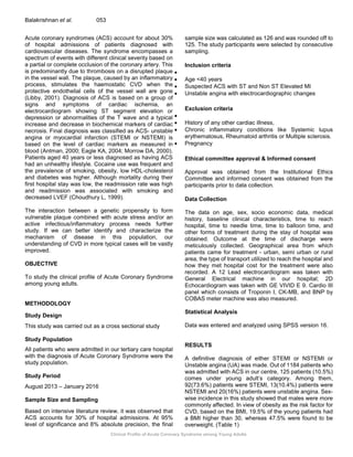 Clinical Profile of Acute Coronary Syndrome among Young Adults | PDF