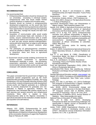 Agricultural Education as a Tool to Acquiring Entrepreneurial Skills ...