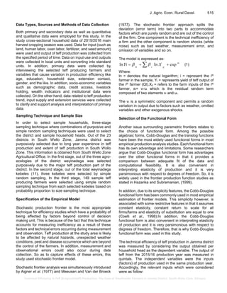Technical Efficiency in Teff (Eragrostis teff) Production: The Case of ...