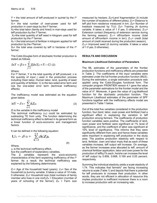 Technical Efficiency in Teff (Eragrostis teff) Production: The Case of ...