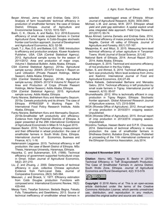 Technical Efficiency in Teff (Eragrostis teff) Production: The Case of ...
