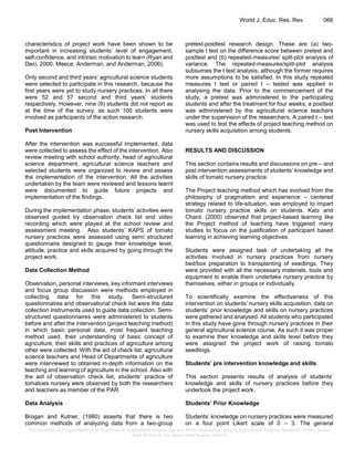 Effectiveness of Project Method of Teaching on Agricultural Knowledge ...