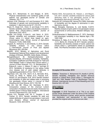 Genetic Variability, Heritability and Genetic Advance Analysis in ...