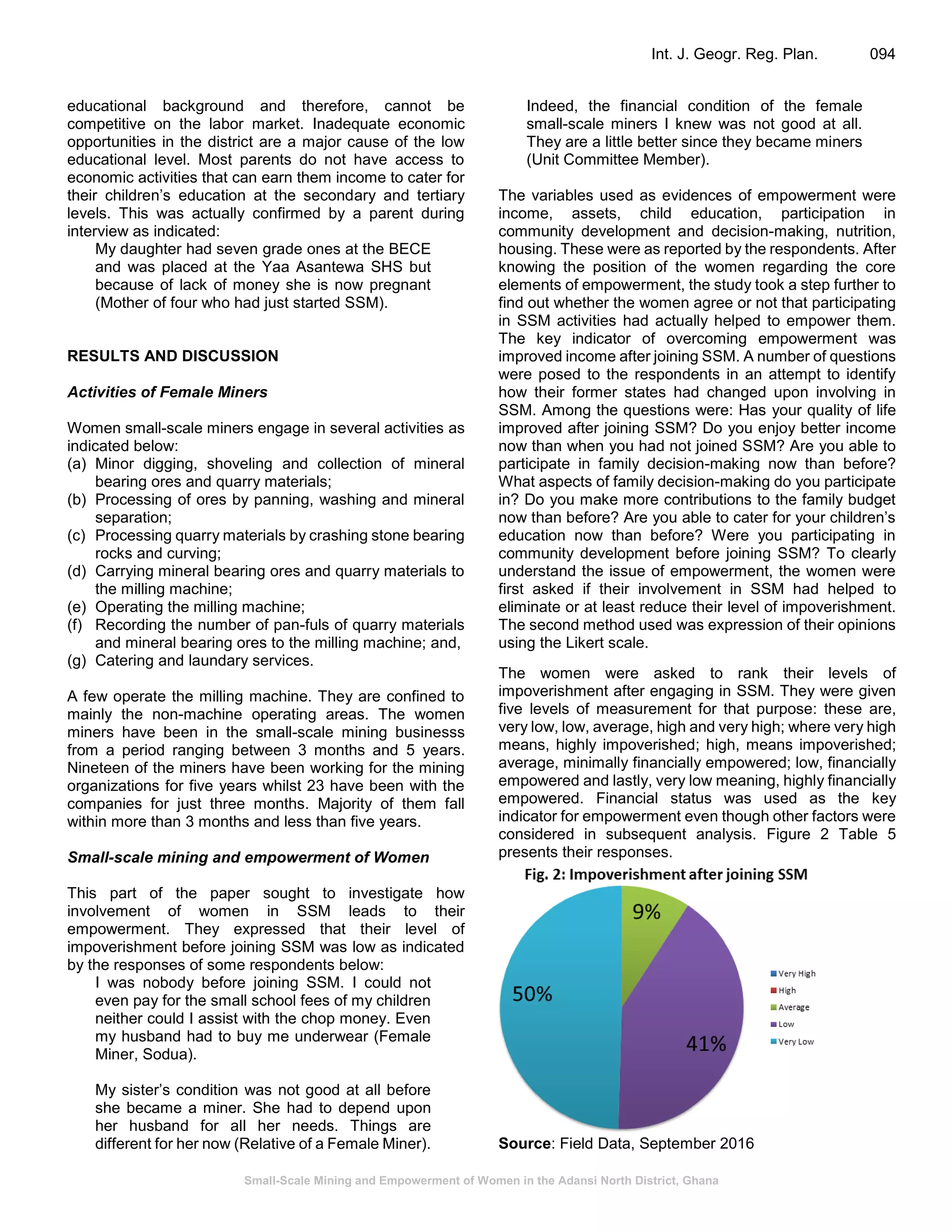 Small-Scale Mining and Empowerment of Women in the Adansi North ...