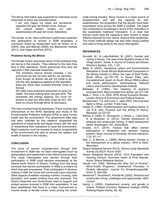 Small-Scale Mining and Empowerment of Women in the Adansi North ...