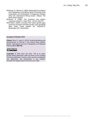 Small-Scale Mining and Empowerment of Women in the Adansi North ...