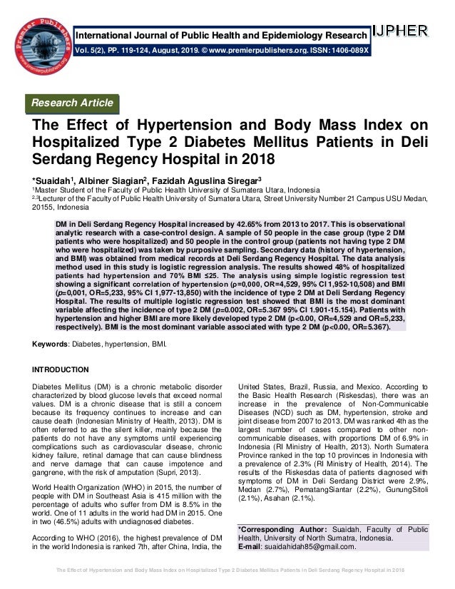 The Effect Of Hypertension And Body Mass Index On Hospitalized Type 2
