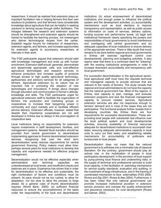 An Overview of the Challenges of Decentralized Agricultural Extension ...