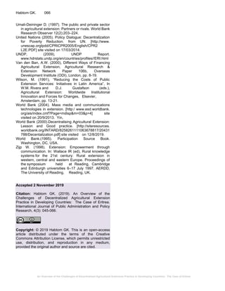 An Overview of the Challenges of Decentralized Agricultural Extension ...