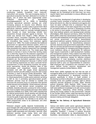 An Overview of the Challenges of Decentralized Agricultural Extension ...