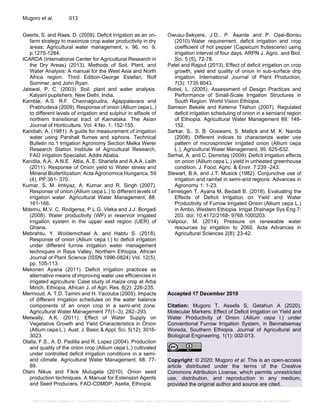 Effect of Deficit Irrigation on Yield and Water Productivity of Onion ...