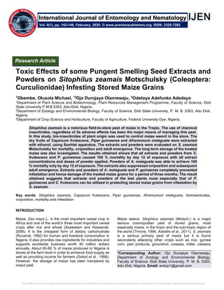 Toxic Effects of some Pungent Smelling Seed Extracts and Powders on ...