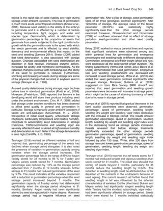 Effect of Seed Storage Period and Storage Environment on Seed Quality | PDF