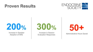 Proven Results
200%
Increase in Speaker
Adoption of ARS
300%
Increase in Session
Evaluation Responses
50+Administrative Hours Saved
 