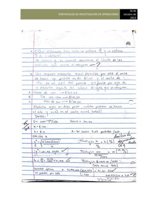 PORTAFOLIOS DE INVESTIGACIÓN DE OPERACIONES
16 de
octubre de
2013
 