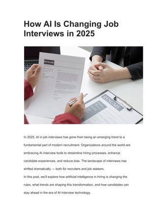 How AI Is Changing Job Interviews in 2025 | PDF
