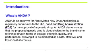 Comprehensive Guide to ANDA Submission for Generic Drug Approval | PDF