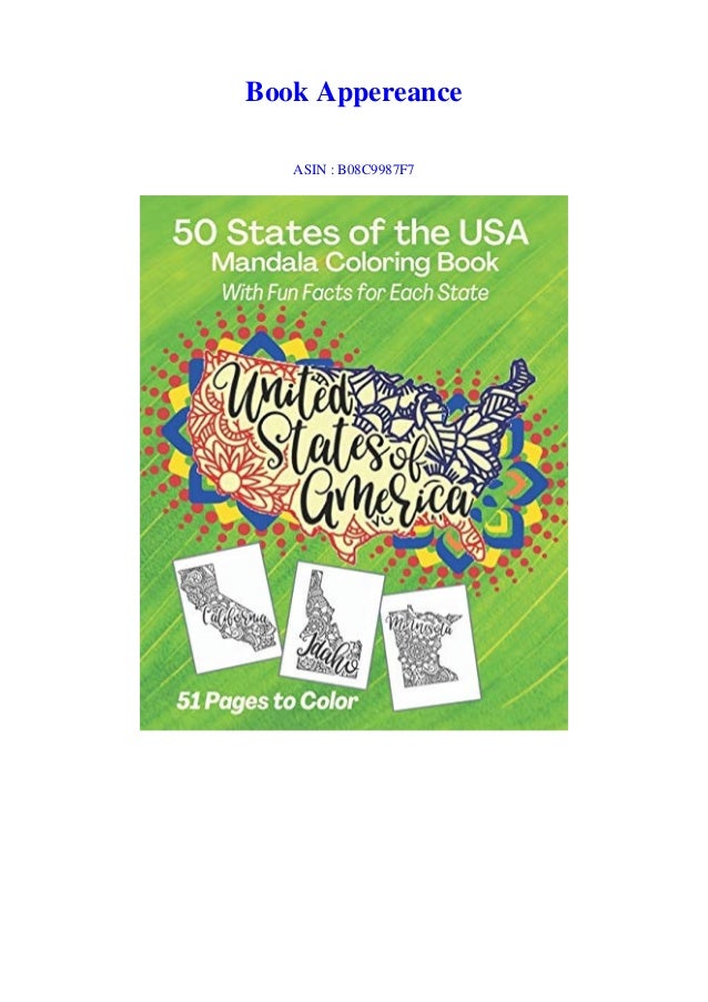 Download Pdf 50 States Of The Usa Mandala Coloring Book With Fun Facts For Eac