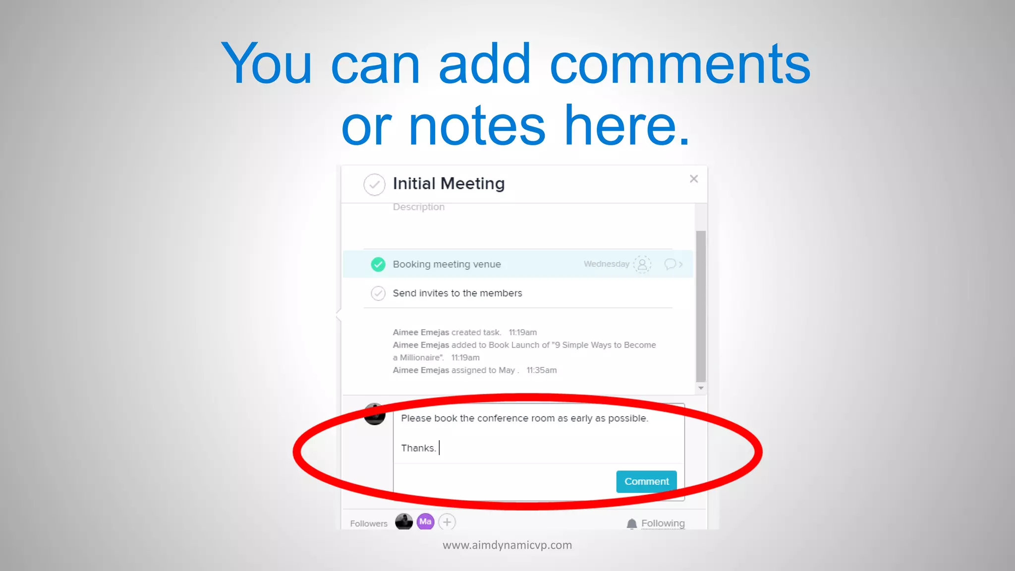 You can add comments
or notes here.
www.aimdynamicvp.com
 