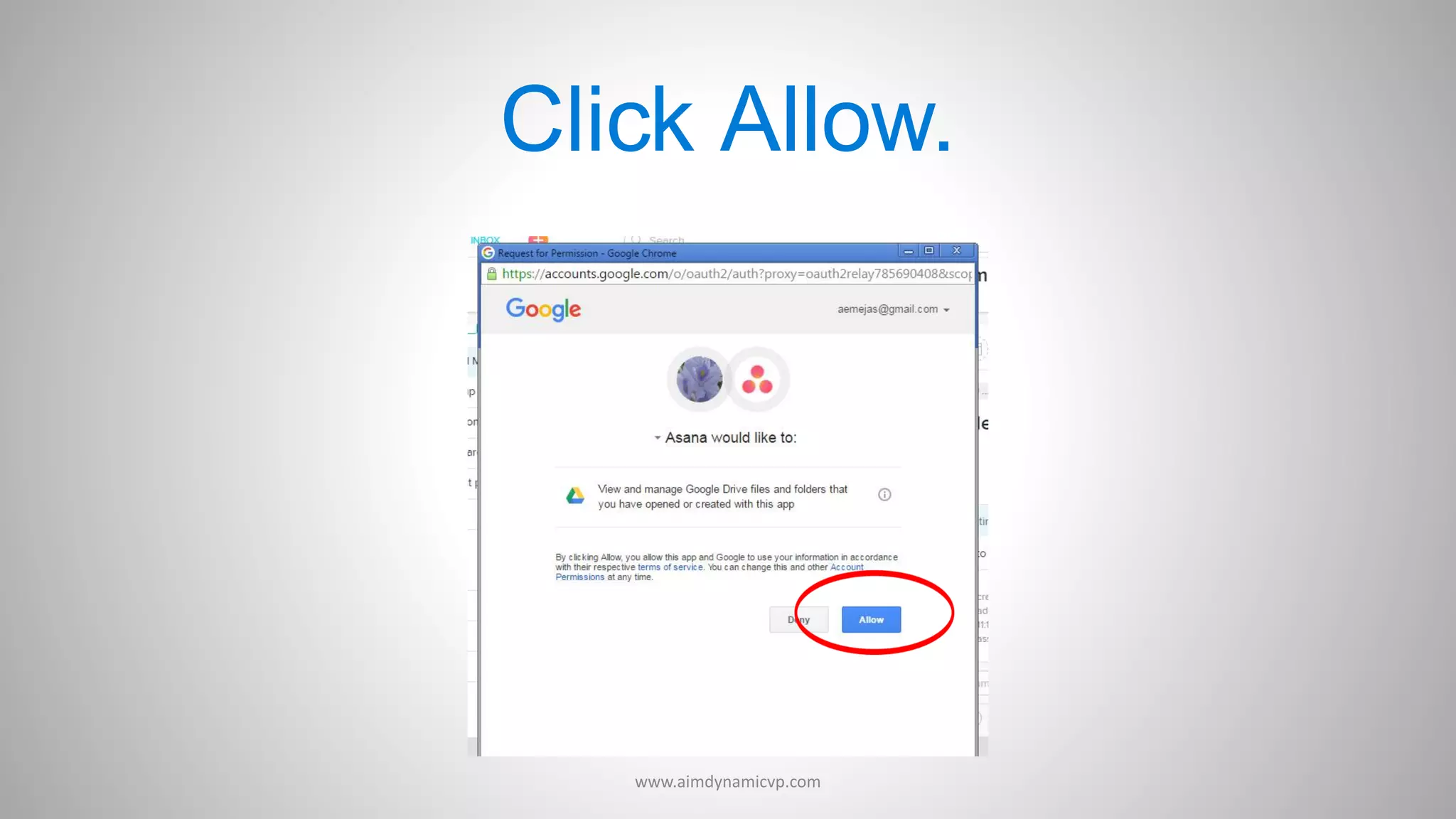 Click Allow.
www.aimdynamicvp.com
 