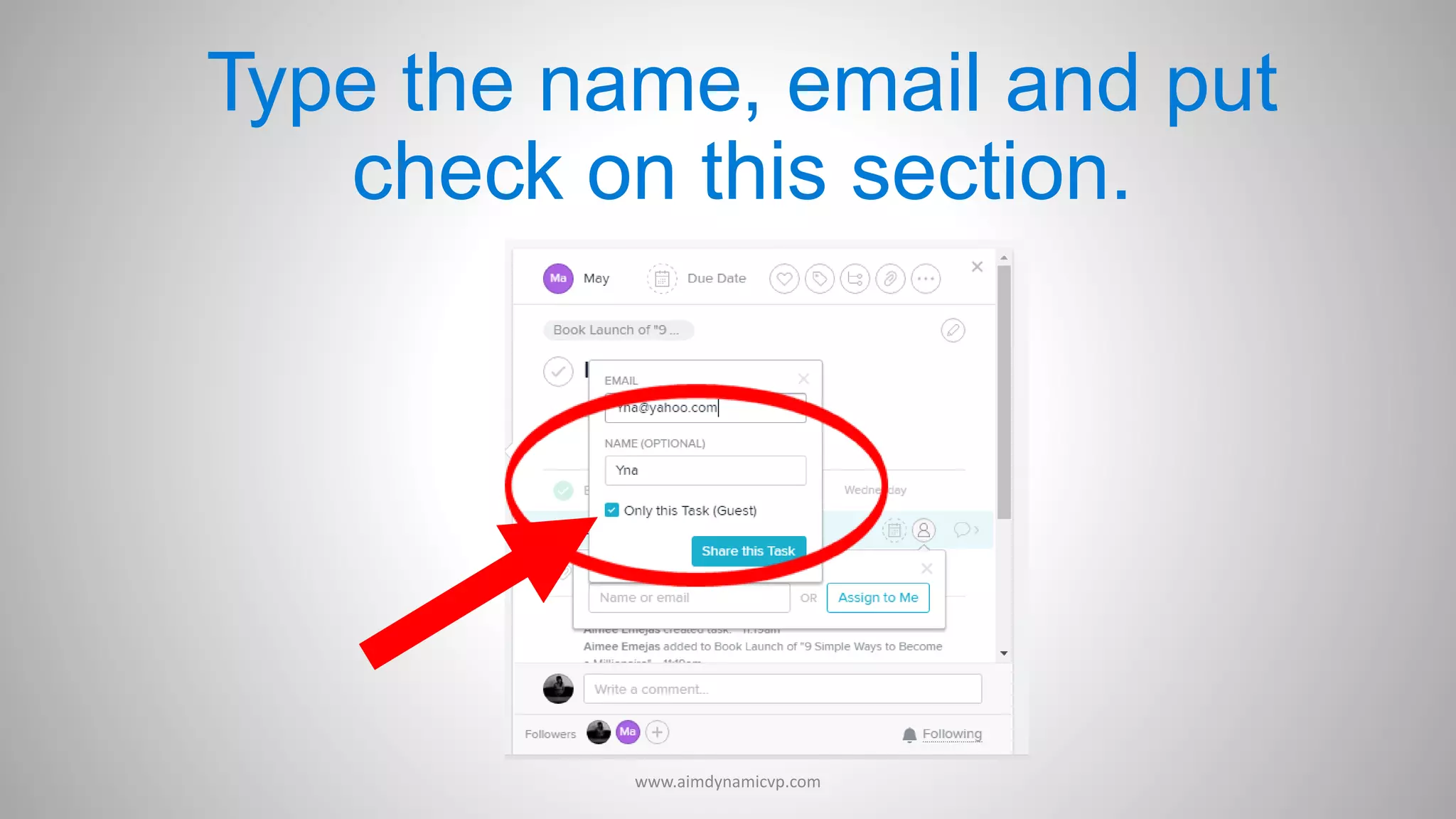 Type the name, email and put
check on this section.
www.aimdynamicvp.com
 