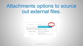 Attachments options to source
out external files.
www.aimdynamicvp.com
 