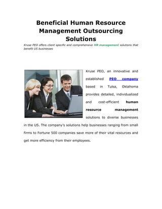  Beneficial human resource management outsourcing solutions