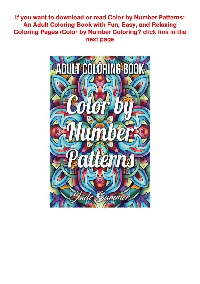 Pdf Book Color By Number Patterns An Adult Coloring Book With Fun