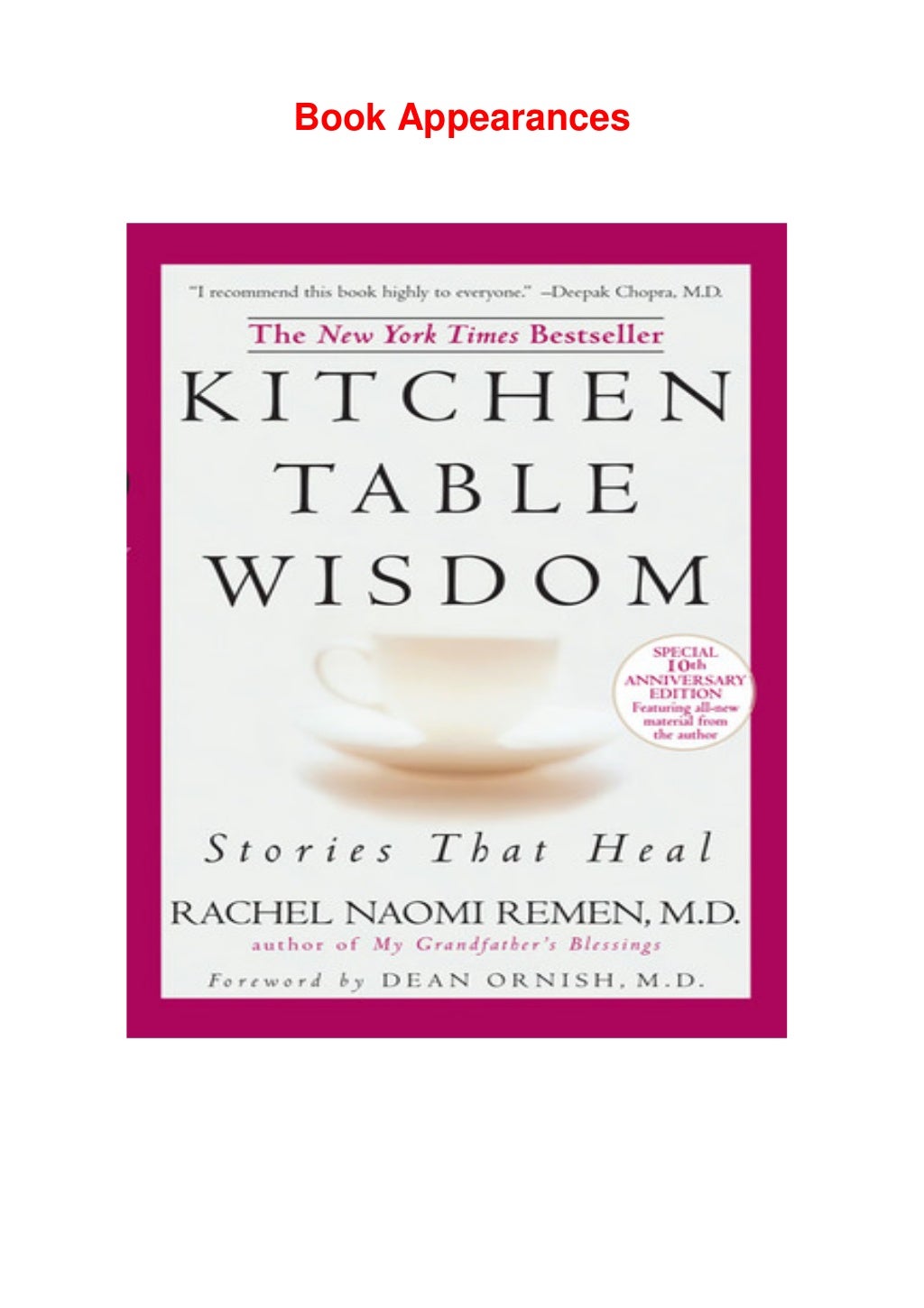 [PDF BOOK] Kitchen Table Wisdom 10th Anniversary Full version