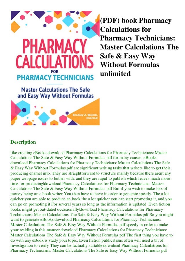 Pharmacy Compounding Math Formulas Pharmacy Calculations For Technicians – AGBPP