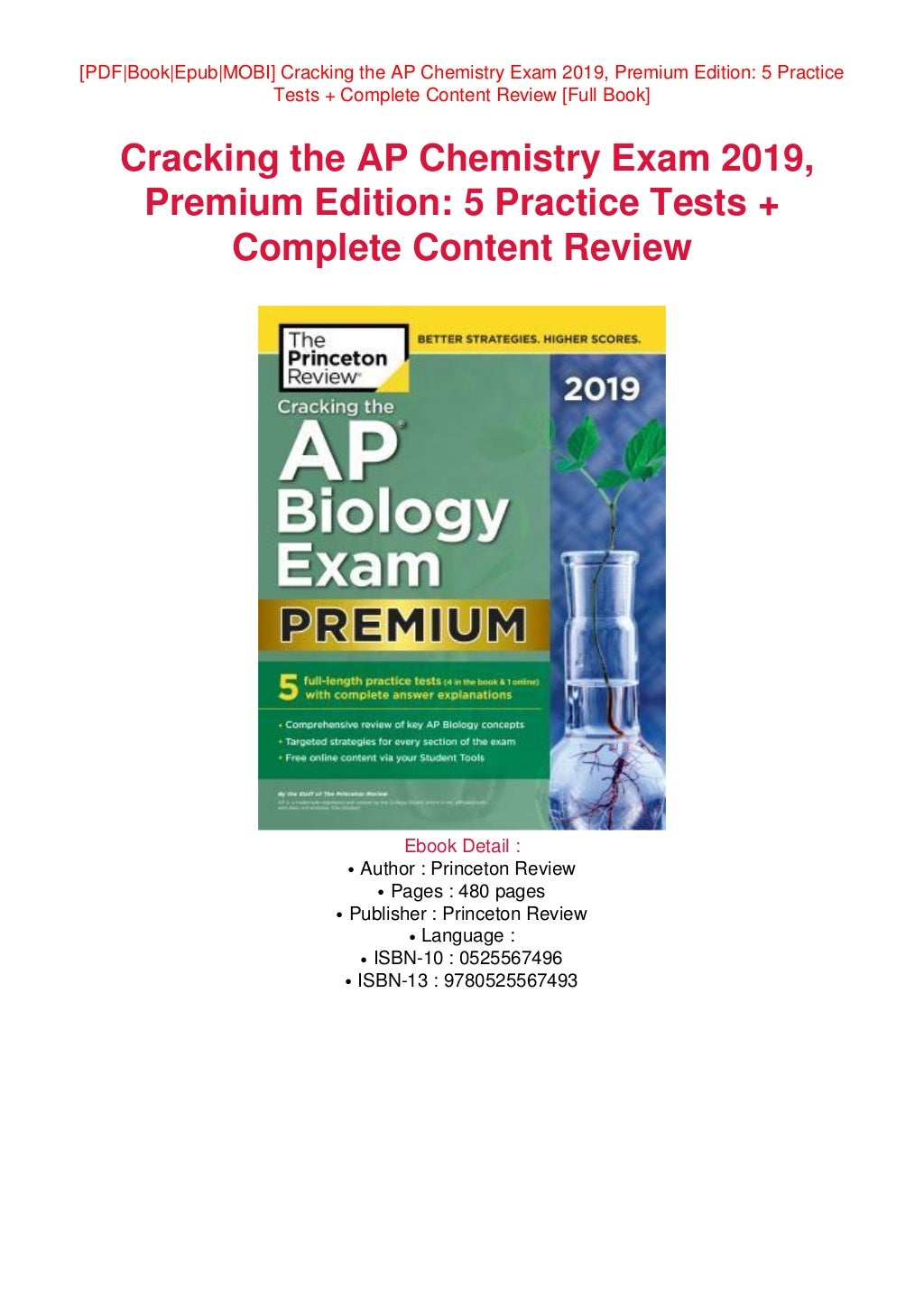 Pdf_books Cracking the AP Chemistry Exam 2019, Premium Edition 5
