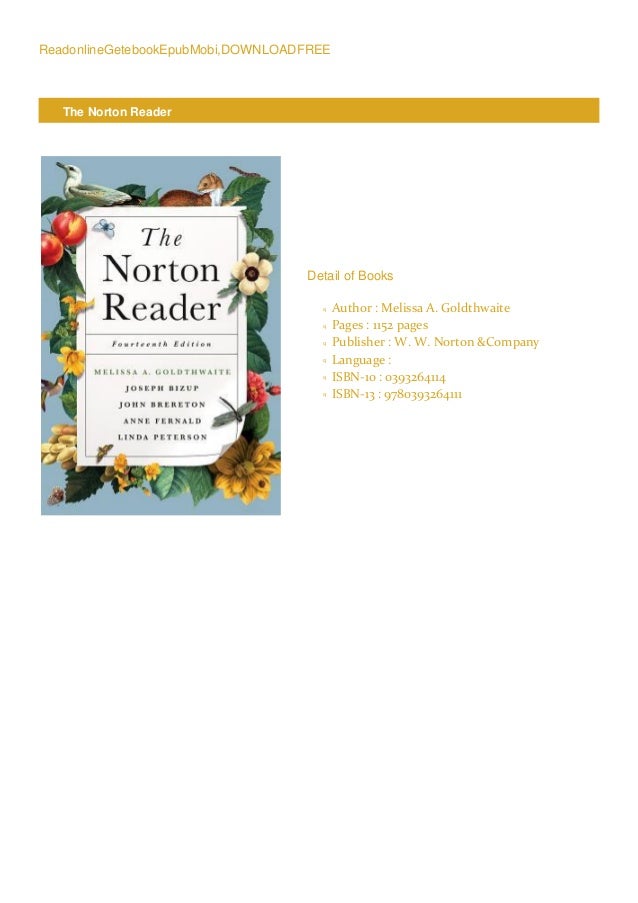 Pdf Bookthe Norton Reader Fullonine By Melissa A Goldthwaite