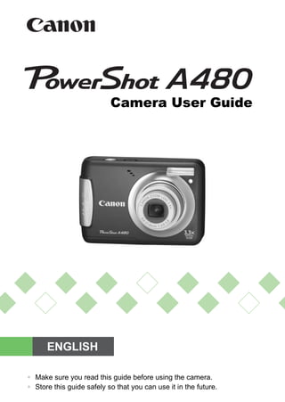 Camera User Guide




                                PY
                    C         O

      ENGLISH

• Make sure you read this guide before using the camera.
• Store this guide safely so that you can use it in the future.
 