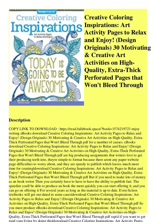 Pdf Creative Coloring Inspirations Art Activity Pages To Relax And En