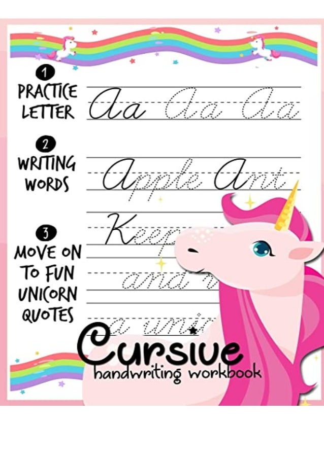Pdf Cursive Handwriting Workbook Unicorn Cursive Writing Practice Boo