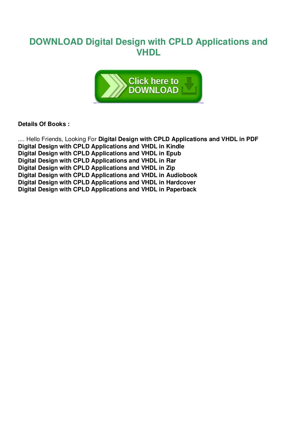 ( PDF ) Digital Design with CPLD Applications and VHDL