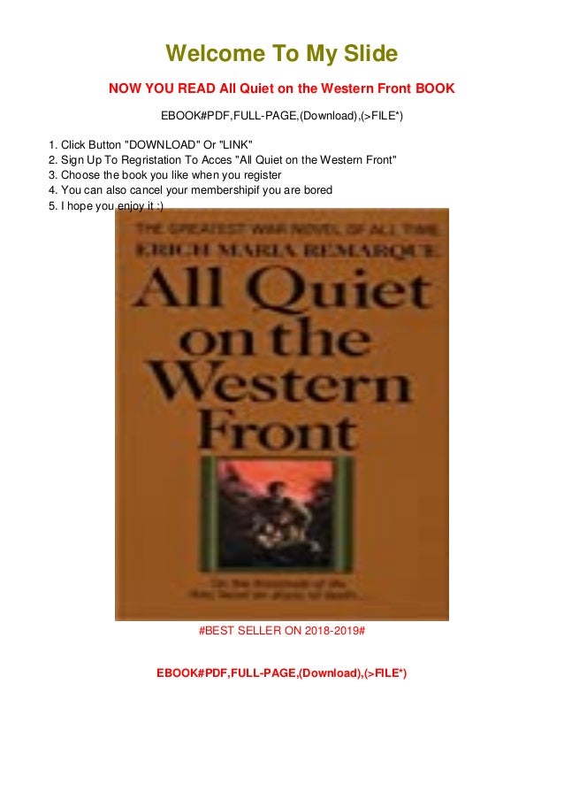 Pdf Download All Quiet On The Western Front Ebook Online