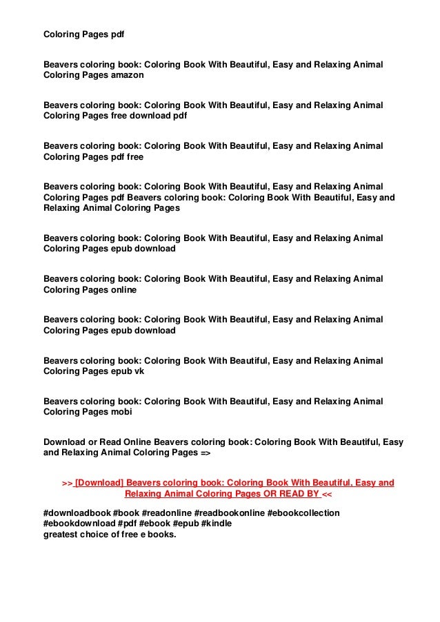 Download Pdf Download Beavers Coloring Book Coloring Book With Beautiful