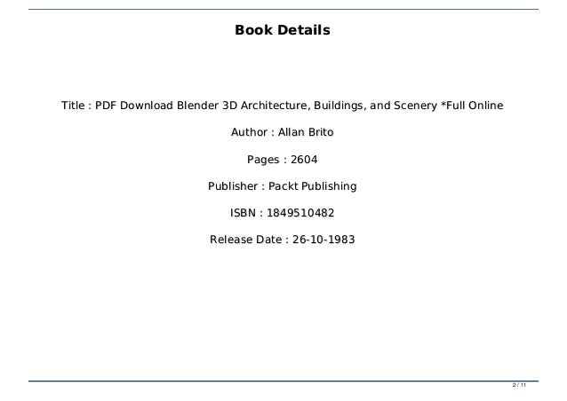 Blender 3d Architecture Buildings And Scenery Pdf PDF Download Blender 3D Architecture, Buildings, and Scenery *Full On…