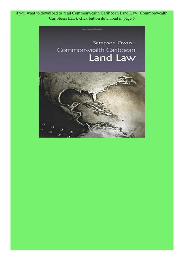 Pdf Download Commonwealth Caribbean Land Law Commonwealth Caribbean