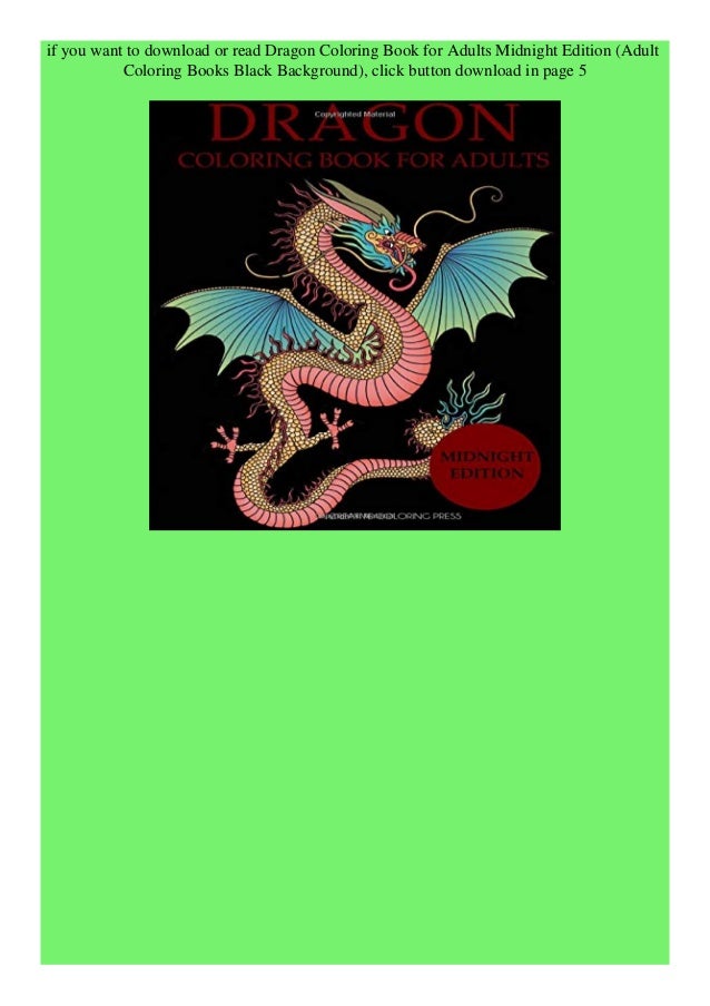 Pdf Download Dragon Coloring Book For Adults Midnight Edition Adult