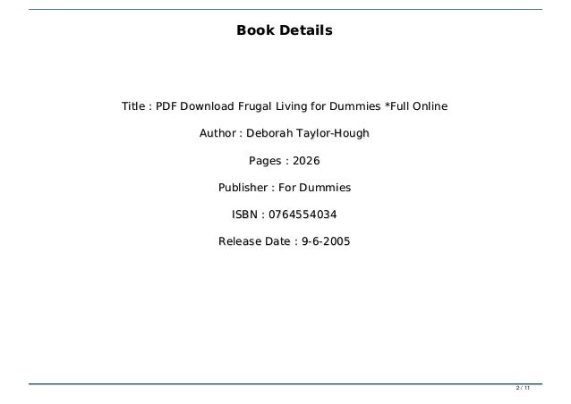 PDF Download Frugal Living for Dummies *Full Online