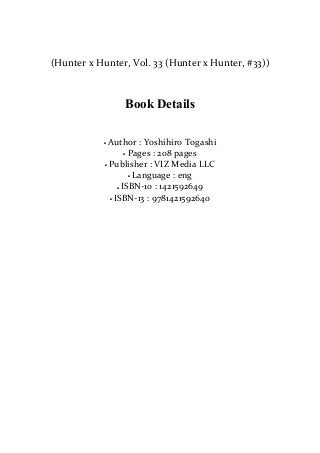 Pdf Download Hunter X Hunter Vol 33 Hunter X Hunter 33 Full A