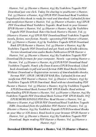 Pdf Download Hunter X Hunter Vol 33 Hunter X Hunter 33 Full A